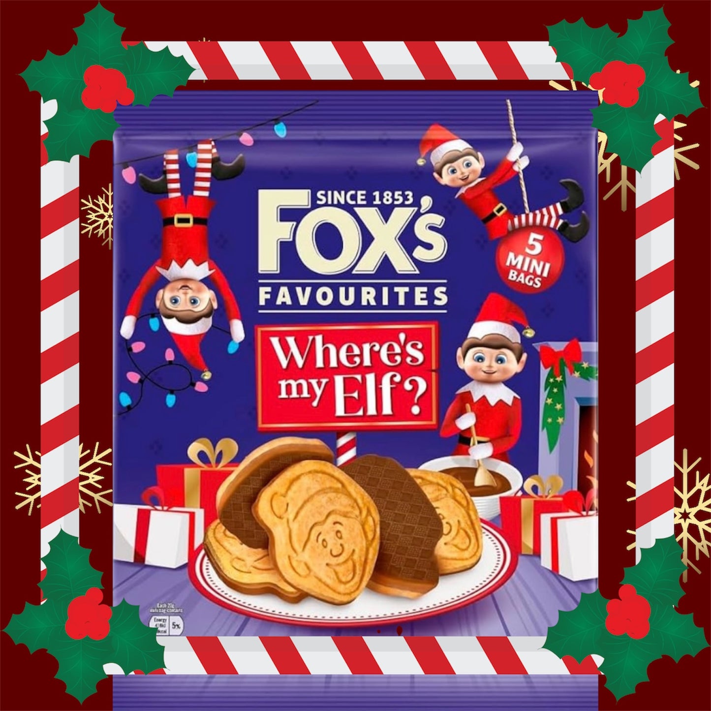 Foxs Elf On The Shelf Milk Chocolate Coated Biscuit Mini Bags
